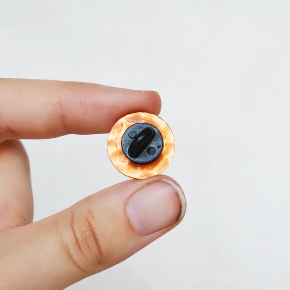 Water Effect Orange Button Pin Accessory - Picture 3 of 4